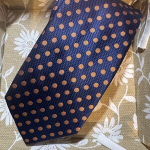 Elegant Navy and Orange Polka Dot Tie